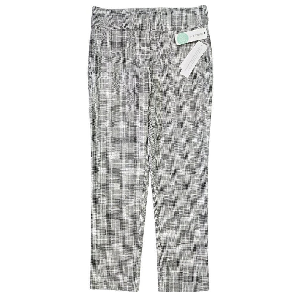 Margaret M NWT Sylvie Straight Leg Slimming Pant Black White Plaid Stitch Fix
